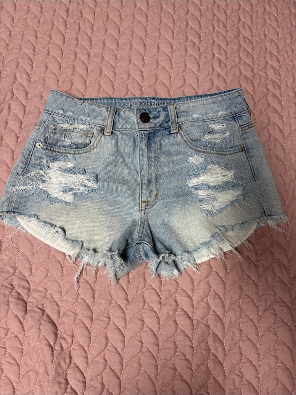 American Eagle high waisted distressed jean shorts
